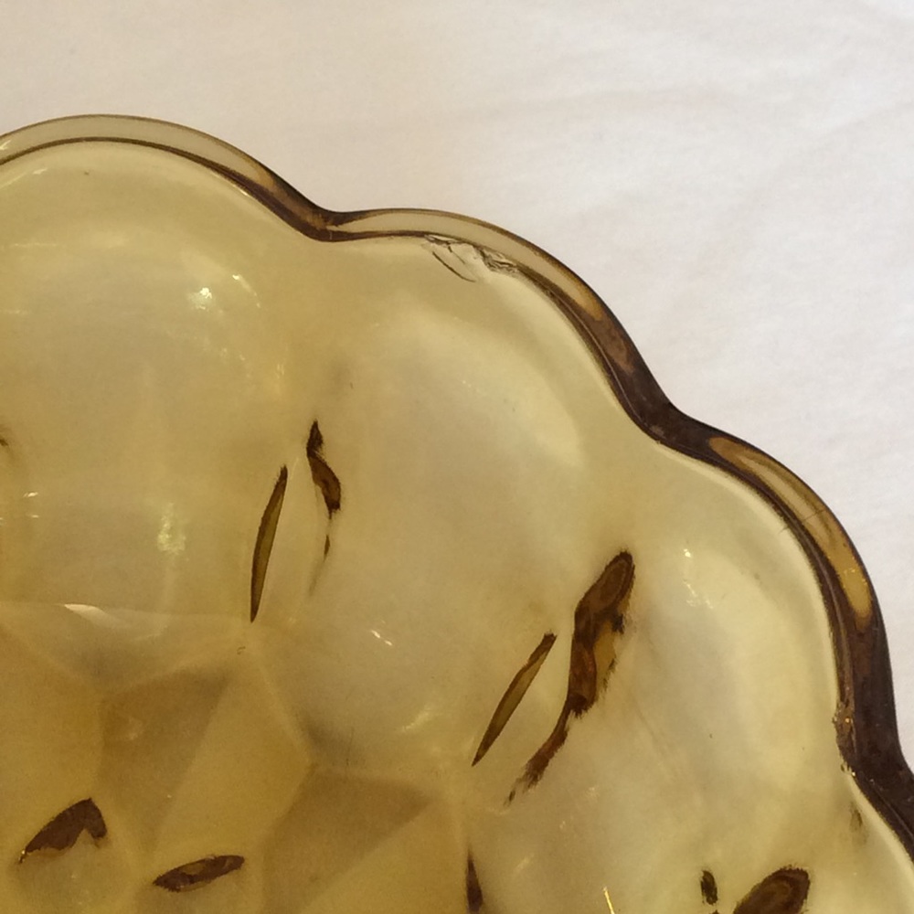 Amber scalloped rim Depression glass bowl set 3 pc - Picture 10 of 12
